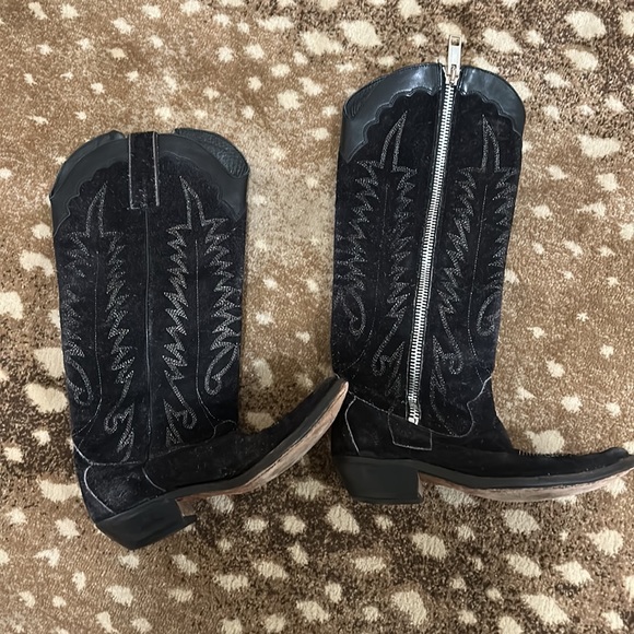 Golden Goose black suede boots w/silver thread worn only a few times. Silver zip - Picture 6 of 10